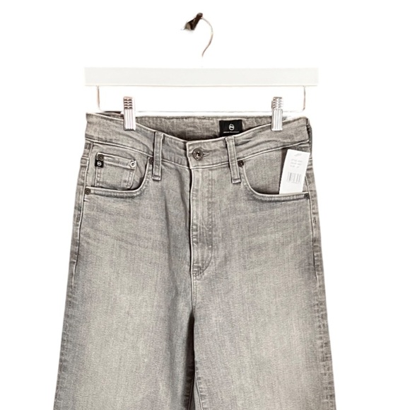 New AG Adriano Goldschmied High Rise Wide Leg Cropped Denim Jeans 27 Light Gray - Picture 5 of 16